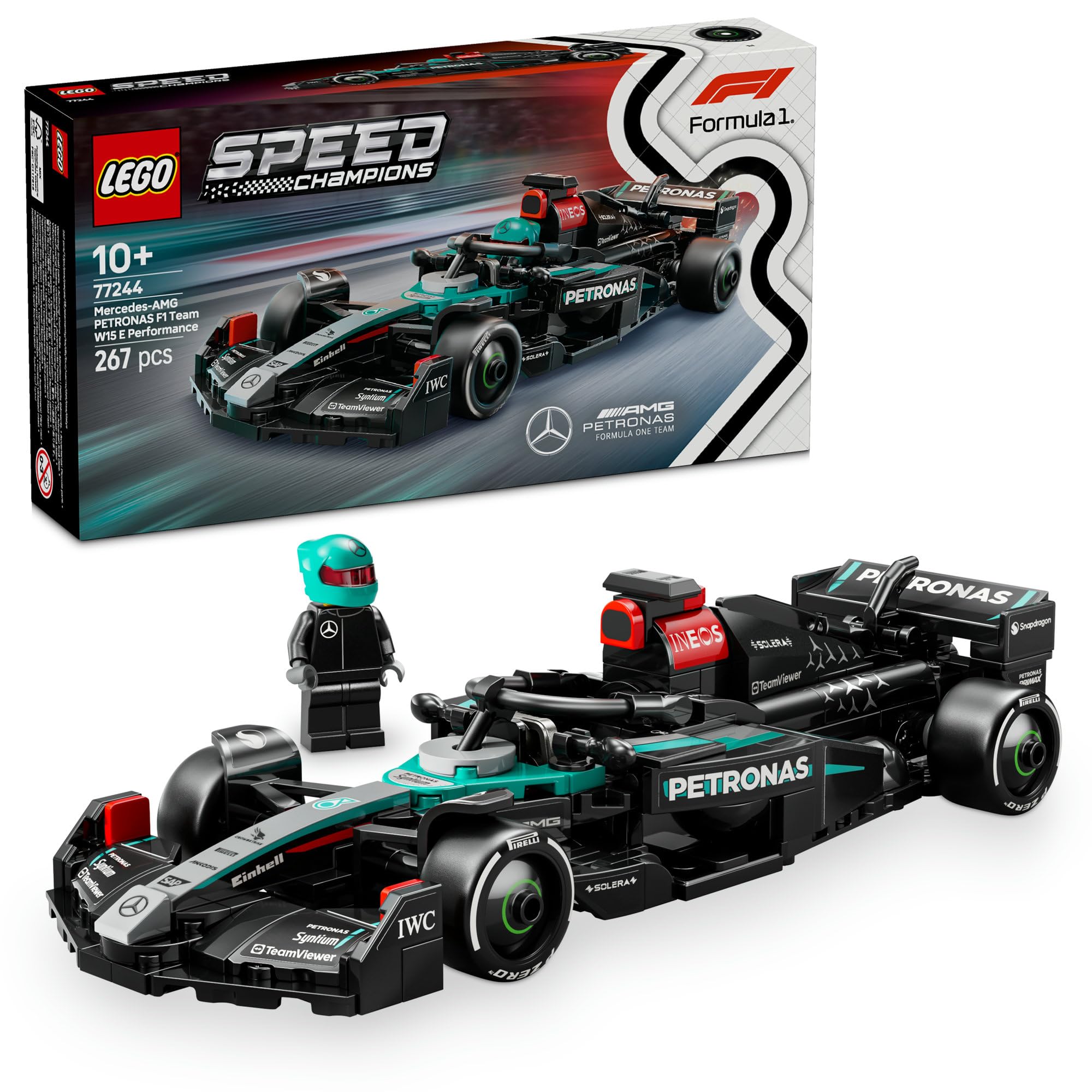 

LEGO Speed Champions Mercedes-AMG F1 W15 Race Car Playset 77244 Toy Gift Vehicles Minifigure for Boys and Girls 10-12 Years