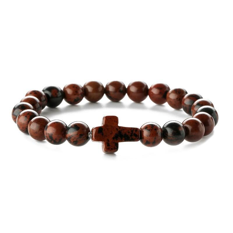 Natürlicher Stein Perlen Kreuz Armband Damen Einfaches Armband Perlen Vielseitiges Armband Europäisches und Amerikanisches Neues Mehrfarbiges Perlenarmband.
