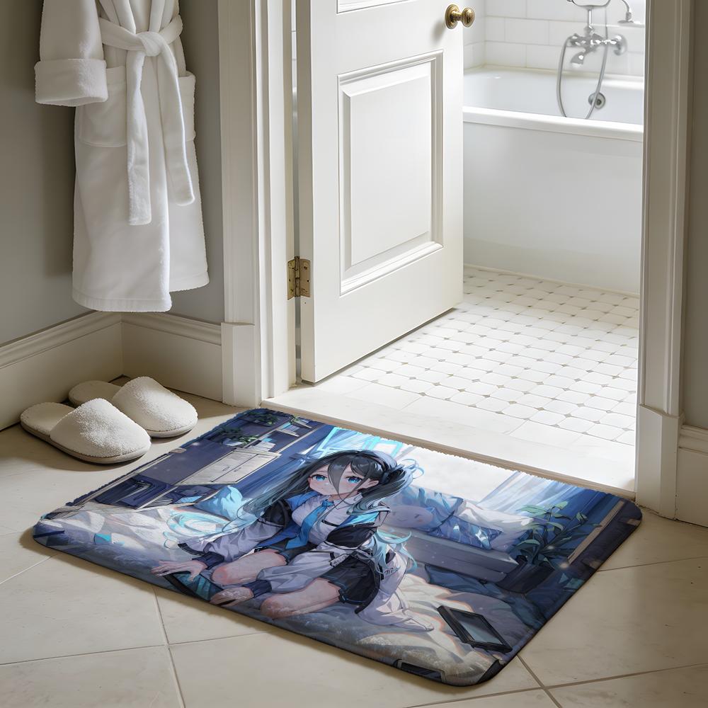 AAzur Lane Floor Mat Soft Flannel Absorbent Mat Non-Slip Rug Home Bedroom Bathroom