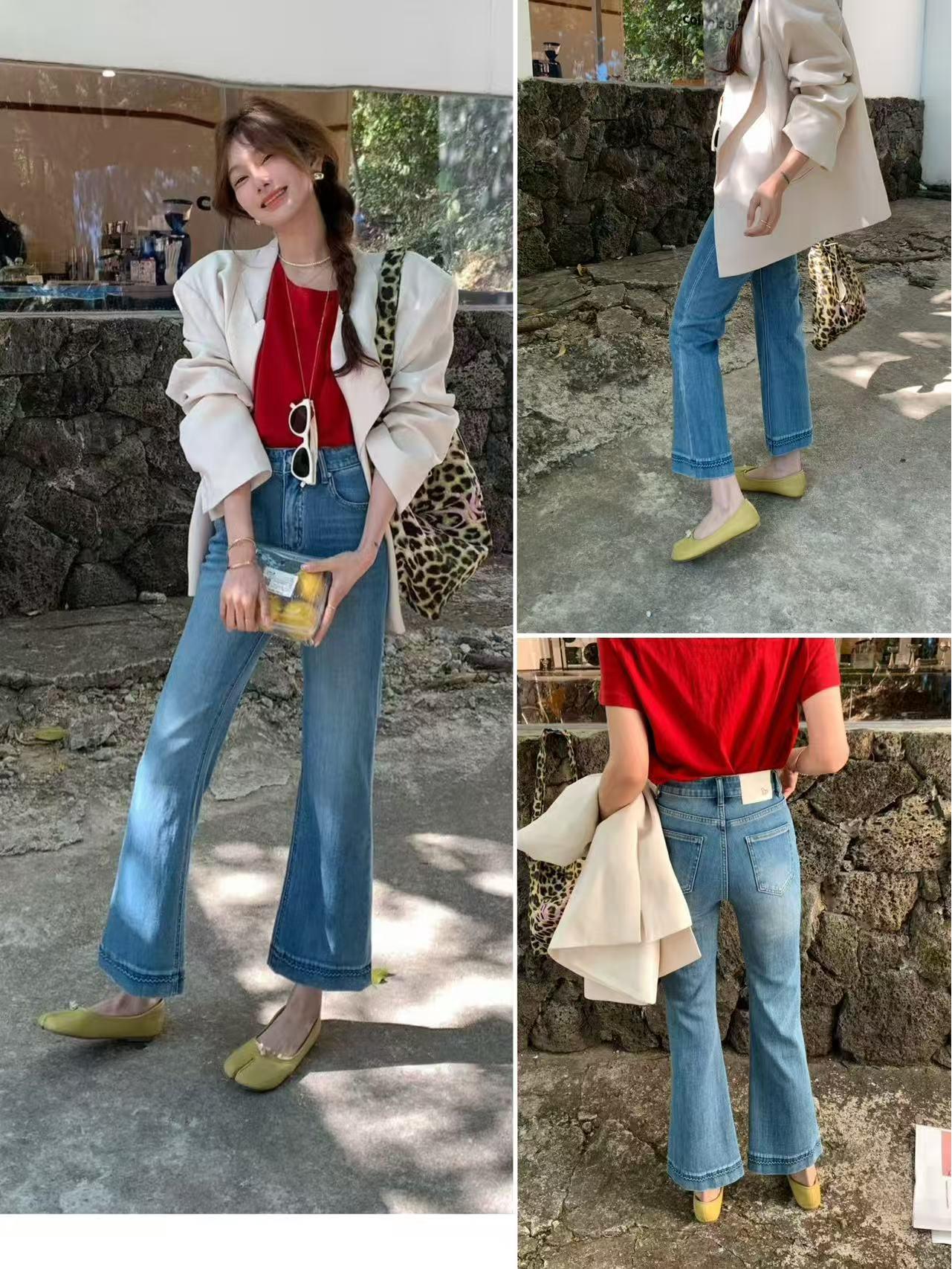 

European-Style Korean V-Flare Wide Leg Jeans Size 27 светло-синий