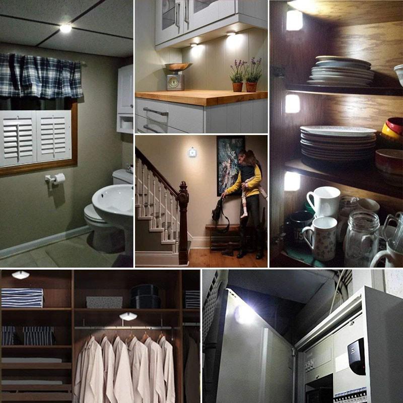 Square 6LED Motion Sensor AAA Battery Box Cabinet Light Stair Light Night Light Hook Film Magnet 3 Installation Modes