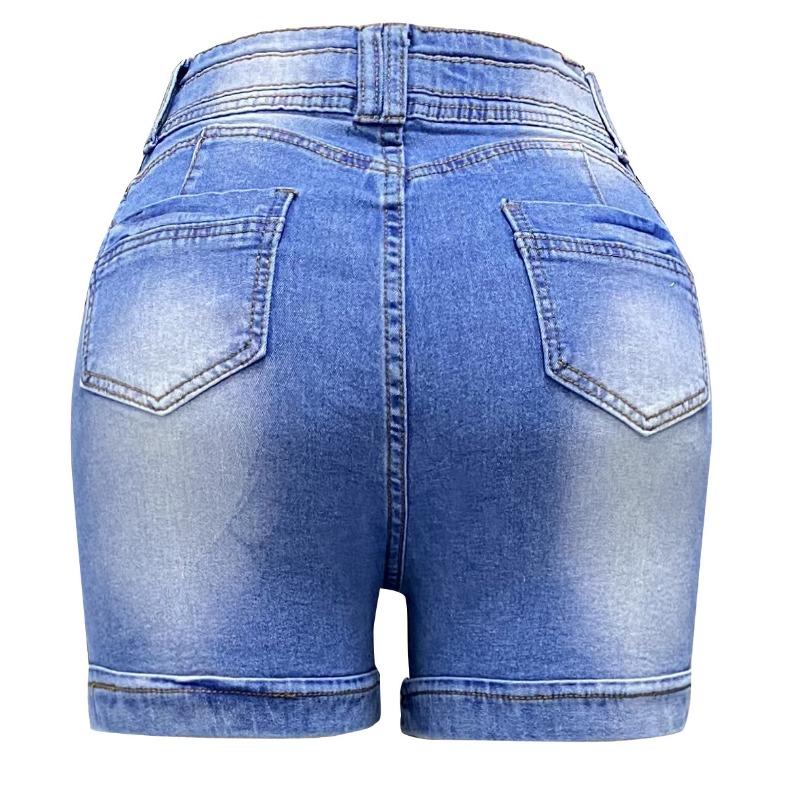 Summer High-waisted Belted Denim Shorts Women's Sexy A Word Package Hip Slim Thin Shorts