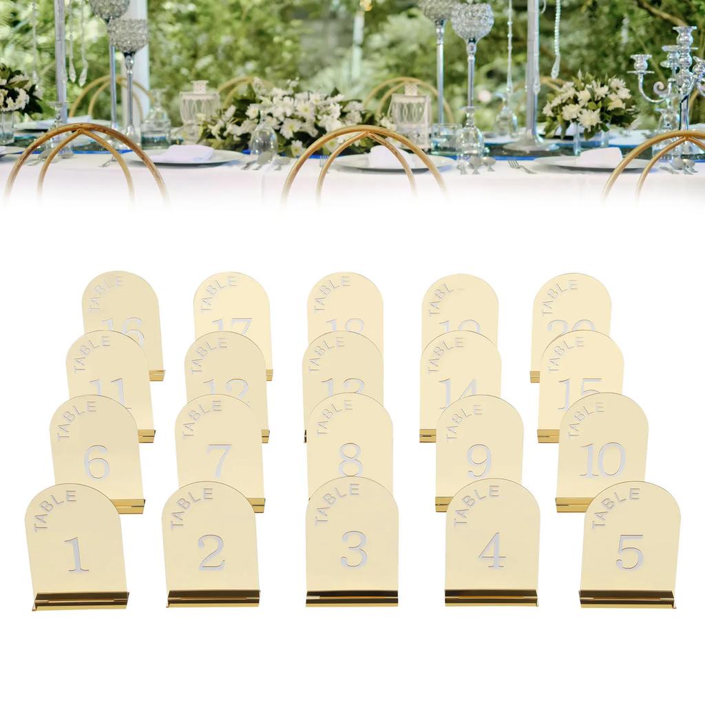 20PCS Gold Table Numbers Acrylic Party Table Numbers Wedding Table Numbers Sign 10*3*15cm