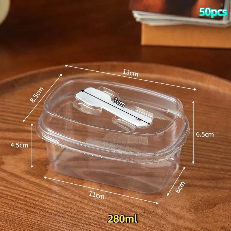50Pcs Pudding Cups With Lids Plastic Boxes Ice-Cream Mousse Dessert Picnic Party Packing Dessert Cups With Spoon
