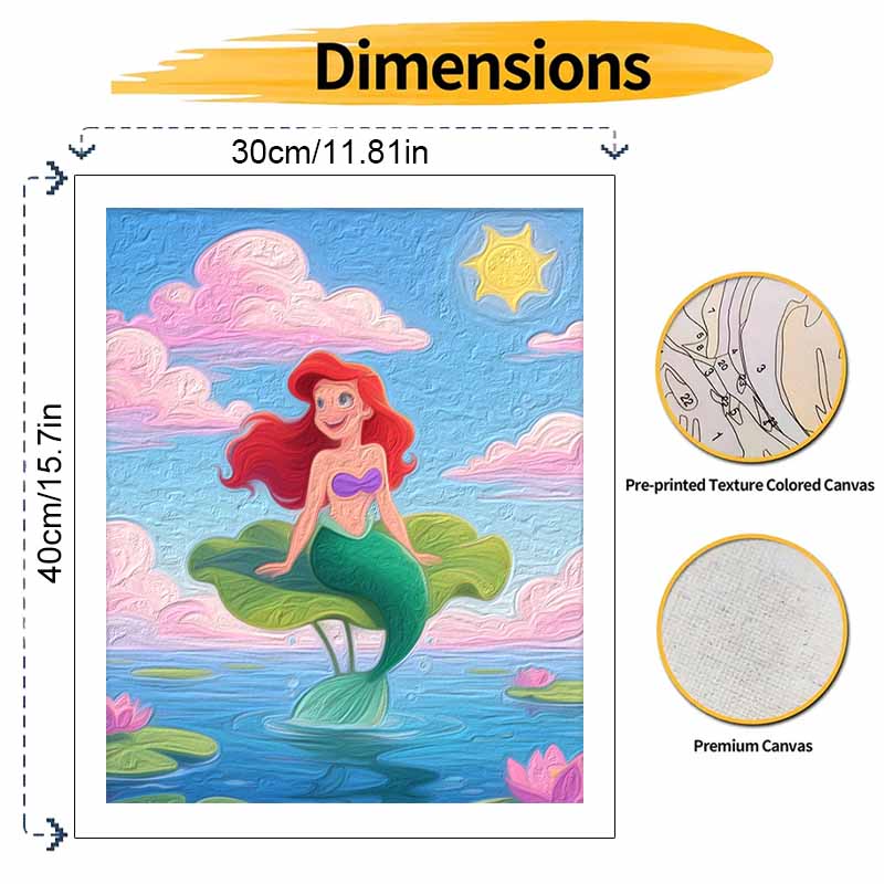 Disney Digital Oil Painting Art Kit Mermaid Handmade Coloring Painting Home Decor