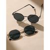 2 Pcs Metal Geometric&Round Frame Fashion Classical Sunglasses For Vacation Decors Photo Props