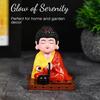 Solar-Powered Moving Head Buddha Monk Statue – Feng Shui Good Fortune Ornament for Car Dashboard, Home and Office