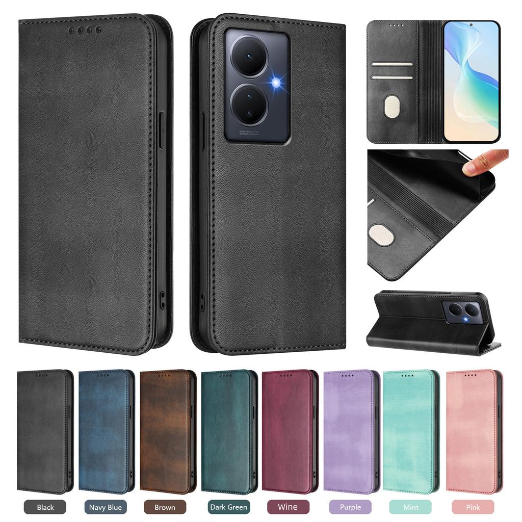 Magnetic Flip Leather Wallet Case with Card Slot for VIVO Y78+ Y77e Y76 Y75 Y72 Y56 Y55 Y53s Y52s Y51 Series