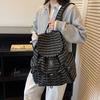 Schoolbag Student Niche Vintage Striped Backpack Large Capacity Storage Middle School Student School Bag Going Out Backpack Female