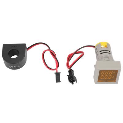 2 In1 LED Indicator Light Mini Digital Display AmmeterVoltmeter Square Signal Lamp(Yellow)
