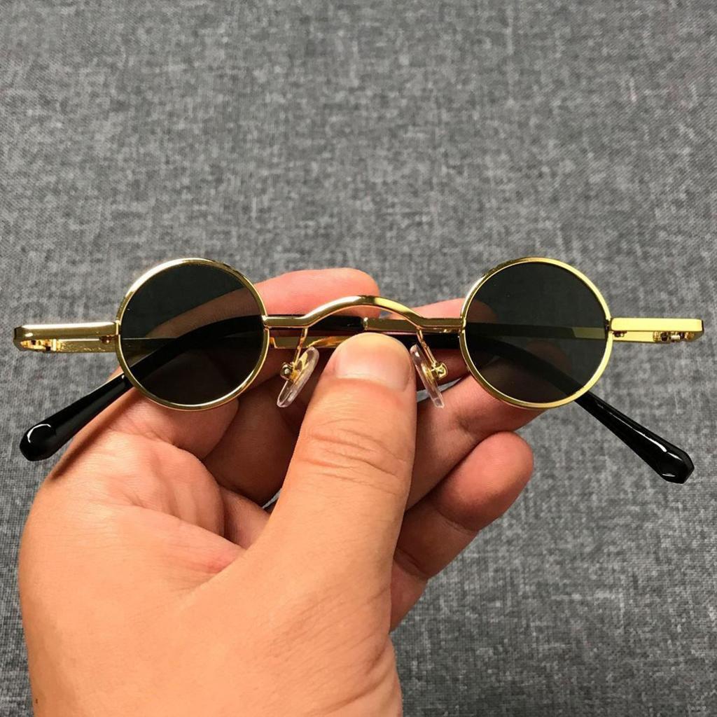 Retro Ultra-Small Frame Anti-UV Sunglasses Hip-Hop Style Round Frame Sunglasses for Men and Women