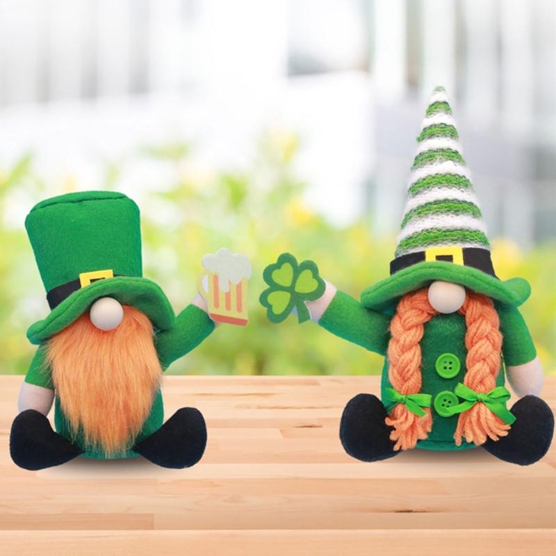 Faceless Gnome Doll Scandinavian Felt Dwarfs Doll for StPatricks Day Home Tabletop Decoration Carnival Party Props Doll