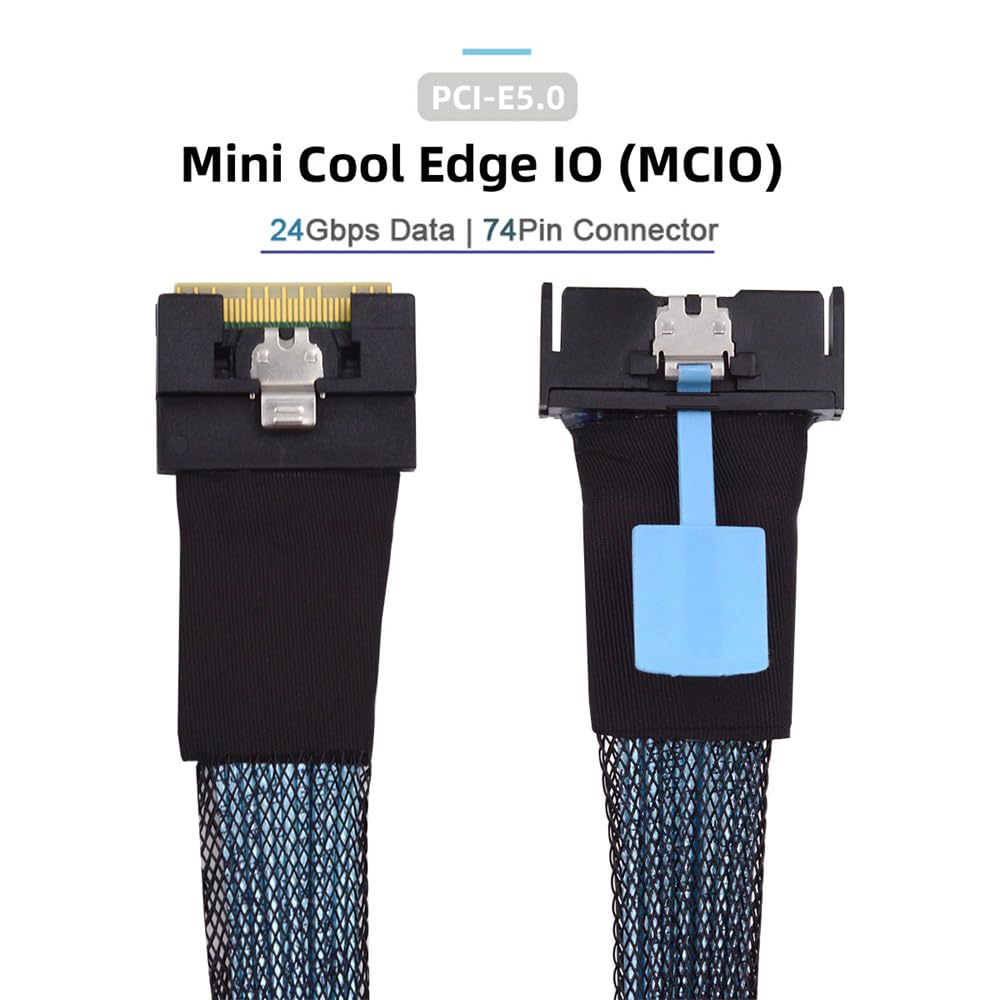 Xiwai MCIO SAS Stecker auf Slimline 8i Stecker Mini Cool Edge IO Extender Füße SFF-8654 4.0 74-Pin PCI-E 74-Pin PCI-E 5.0 Kabel, 1.15