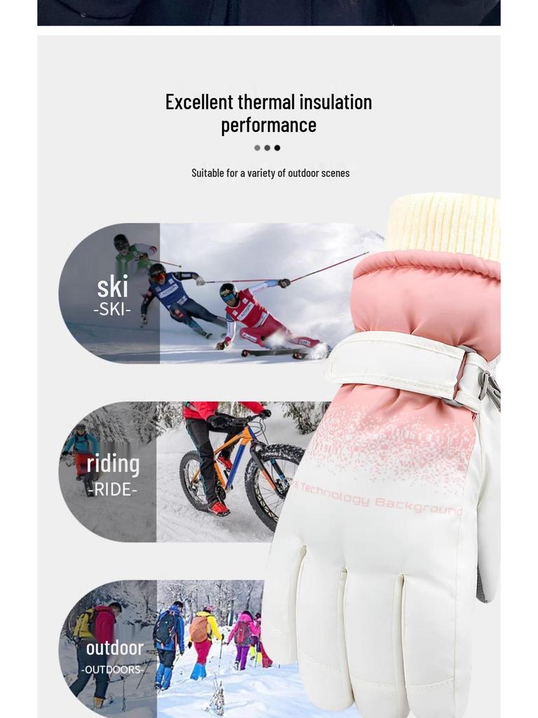 Damen- & Herren Winter Touchscreen Skihandschuhe - Plus Samt, Dick, Winddicht, Kältebeständig zum Fahren von Elektrofahrzeugen