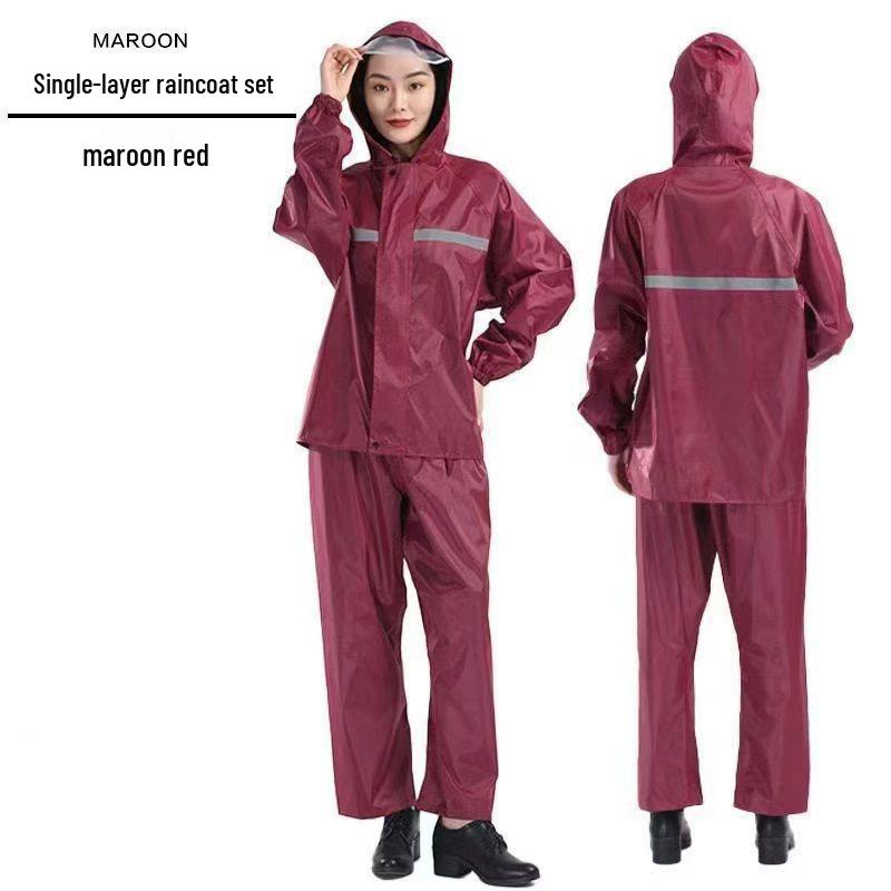 Reflective Windproof Raincoat & Pants Set for Night Riding