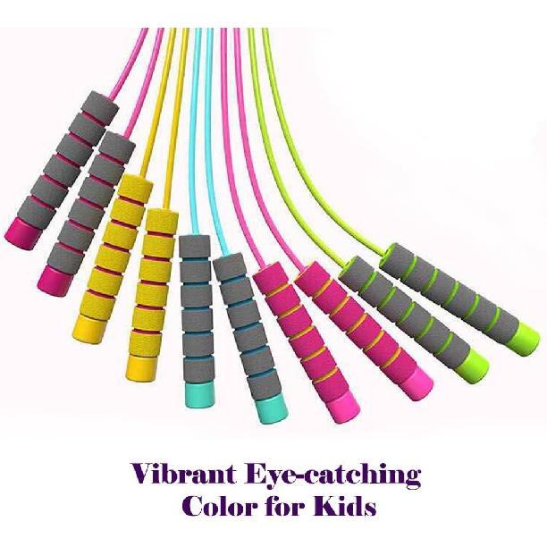 Adjustable Jump Ropes for Kids - Colorful Skipping Ropes with Soft Foam Handles - Ideal for Outdoor & Indoor Play, Fun Games Activity, Fitness,