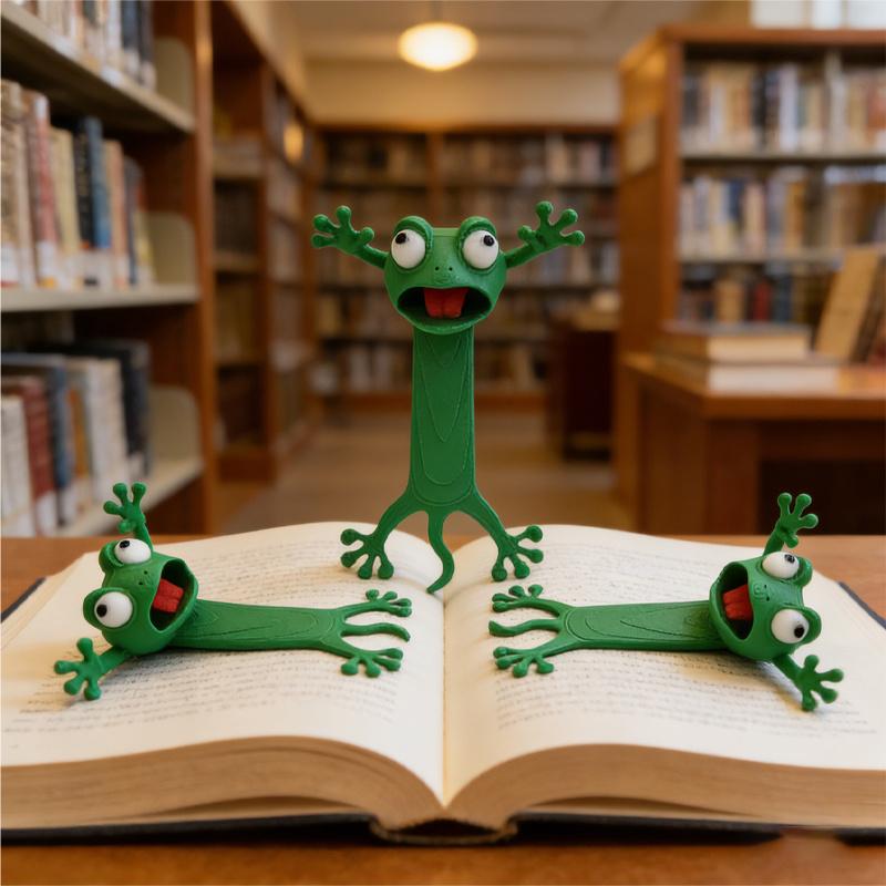 Whimsical 3D Slouchy Frog Bookmark, Reading Book Clip, Creative Cute Cartoon Stationery, Single Piece Frog Bookmark