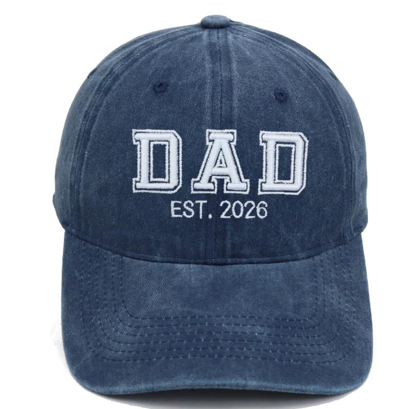 Dad Mom Waterwashed Cotton Baseball Cap With Embroidery For Casual Outdoor Wear