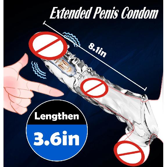 Penis Extension Sleeve Vibrator Extender Reusable Condoms Delay Ejaculation Dick Sleeve G Spot Stimulation Adult Sex Toys