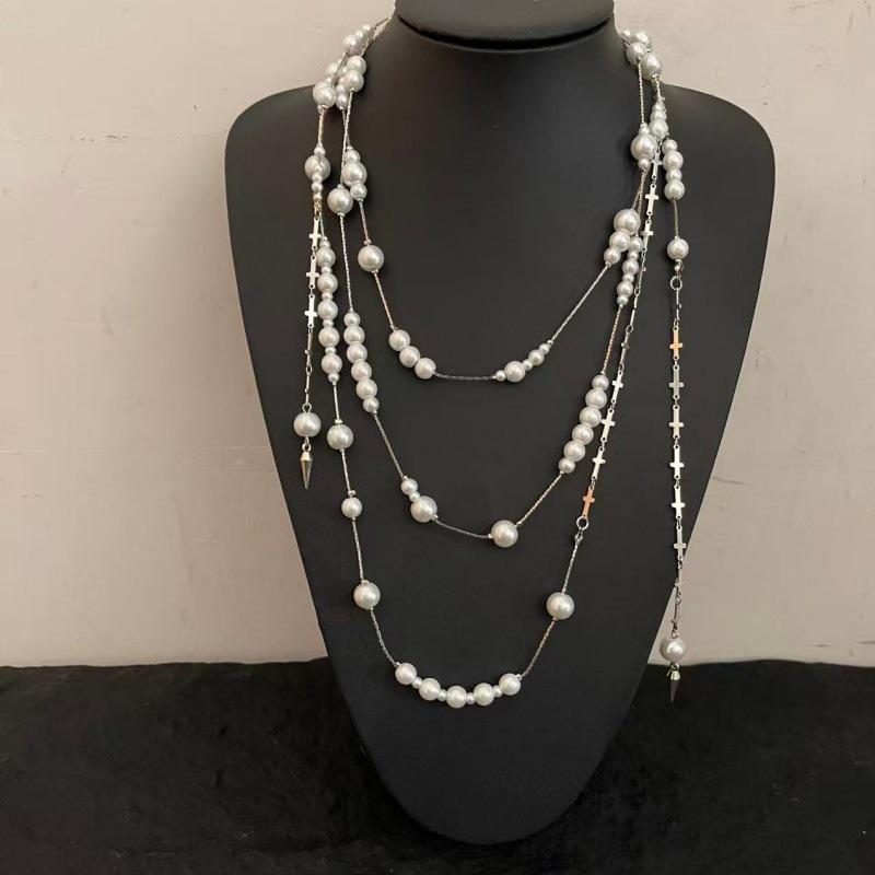 Irregular Pearl Layered Necklace - Spicy Girl Choker Style
