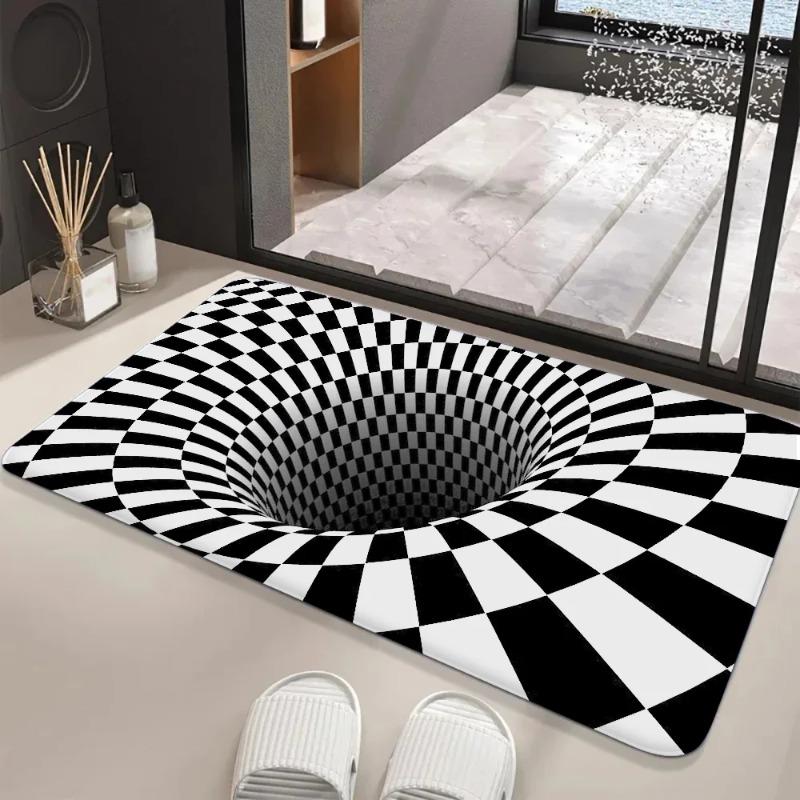 3D Vortex Illusion Carpet Fun Children's Room Bedroom Decoration Balcony Non Slip Mat Living Room Welcome Rug Home Decoration