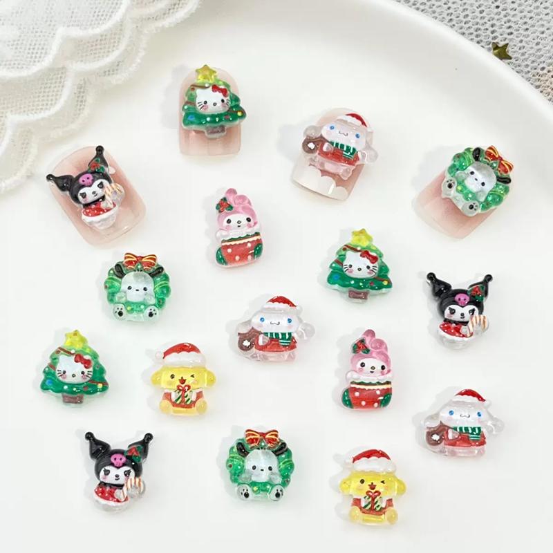 60 New Mini Cute Mixed Christmas Cartoon Animal Series Resin Flat Back Diy Nail Decoration Accessories Holiday Gift A135