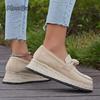 Rope Sole Wedges Espadrilles 2026 Autumn New Suede Plus Size 36-43 Platform Loafers Women's Casual Comfortable Slip On Shoes
