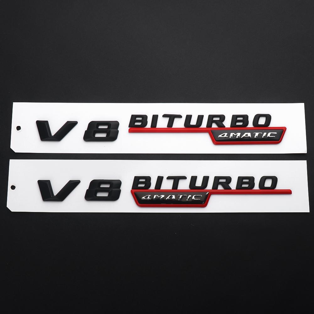 ABS V8 BITURBO 4MATIC Badge Sticker Car Body Trunk Fender Decoration For Mercedes Benz AMG W203 W206 W220 W205 W211 W210 W108