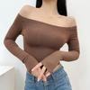 Women's Slim-Fit One-Shoulder Top: High-End Long-Sleeve, Off-Shoulder, Early Autumn Niche Base Layer