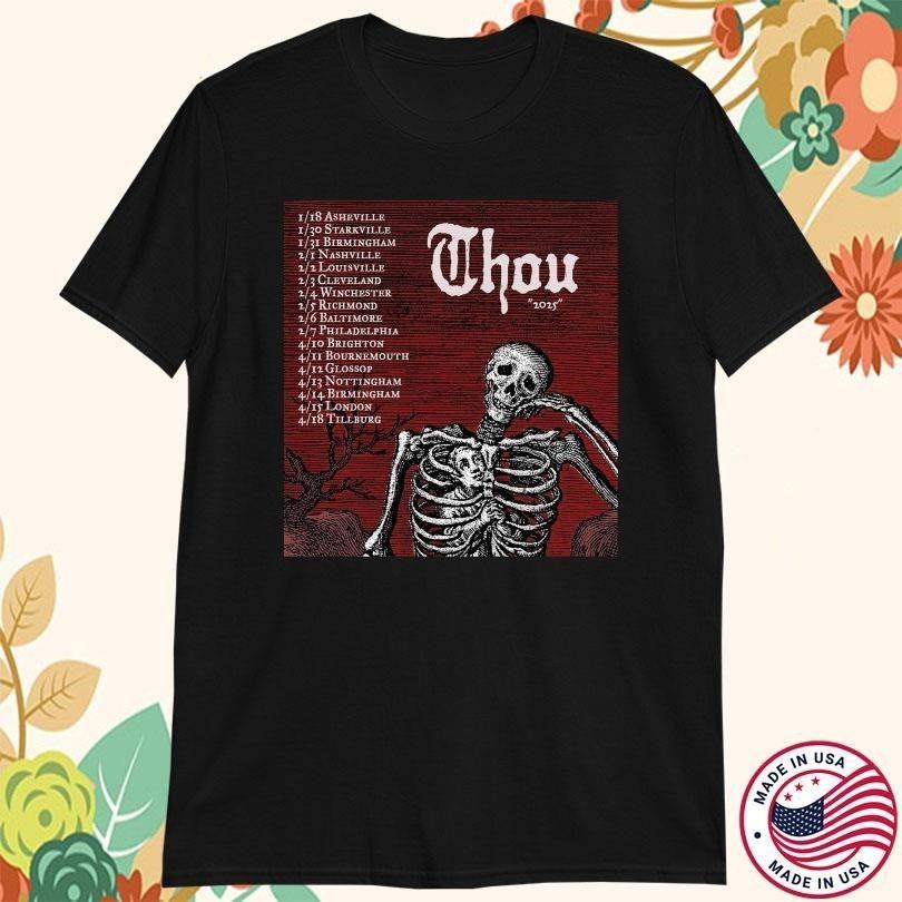 Thou Band Winter & Frühling 2025 Tour Skelett Baumwolle Schwarzes T-Shirt S-5XL EN721 Unisex T-Shirt
