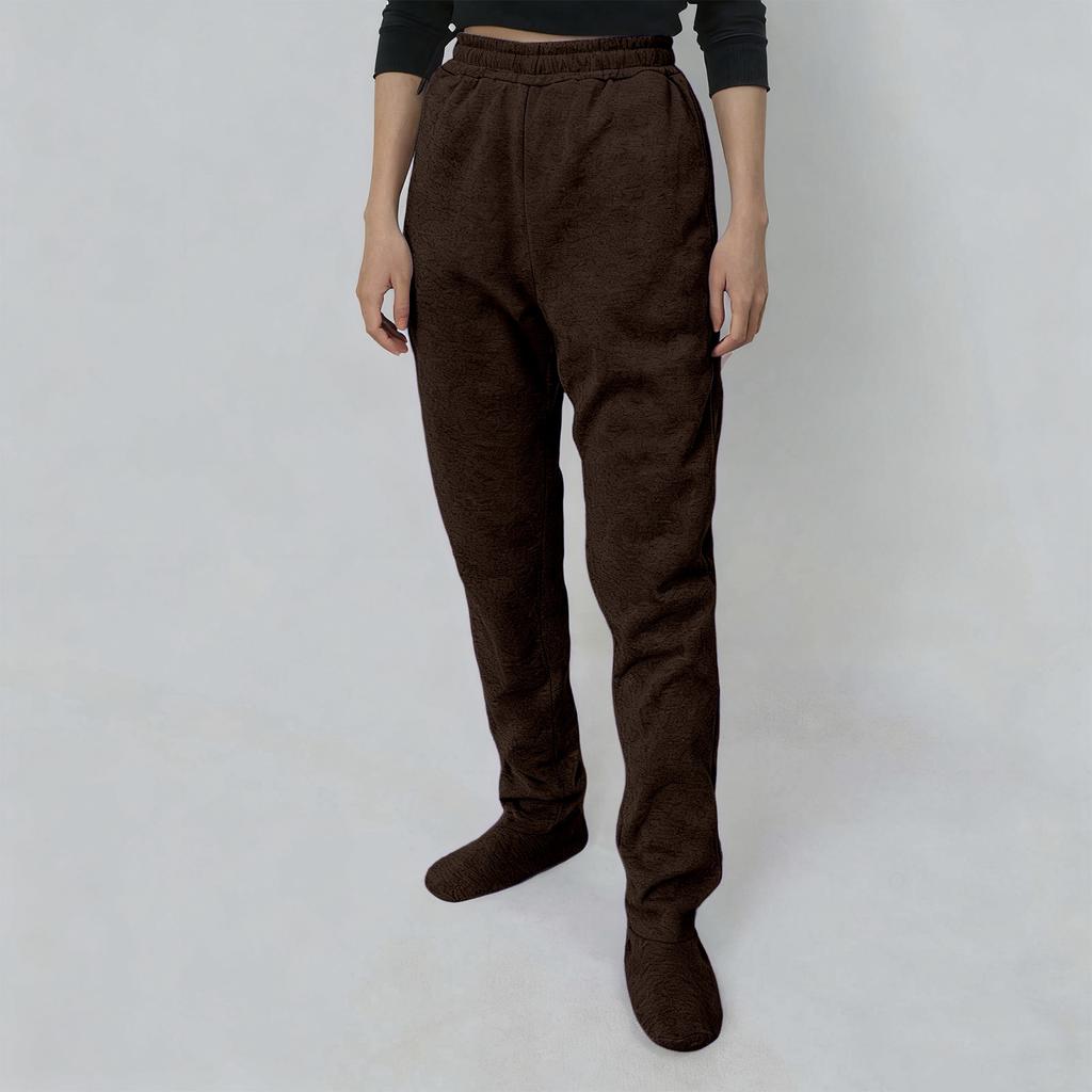 Erwachsenen-Fuß-Sweathose mit Fleece-gefütterten Füßen, elastischer Bund, weiche und warme Fuß-Pyjamahose