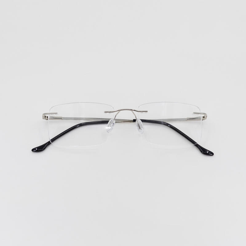 SBKA TxT2-C02 Rimless Glasses Square Silver Frame