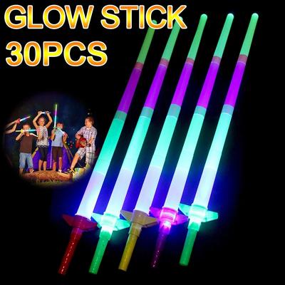 30PCS 4 Section Extendable LED Glow Stick Sword-toy Kids Toy Flashing Stick Concert Party Props