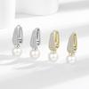 Charm Female White Pearl Zircon Stone Round Hoop Earrings Vintage Fashion Gold Silver Color Wedding  For Women