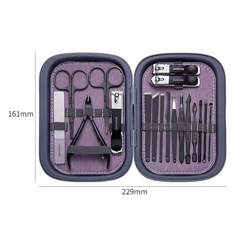 18Pcs Pliers Eyebrow Tweezers Nail Cutter Earpick Nail Sanding Nail File Nail Clippers Set Nail Tools Kit Pedicure Tool Manicure