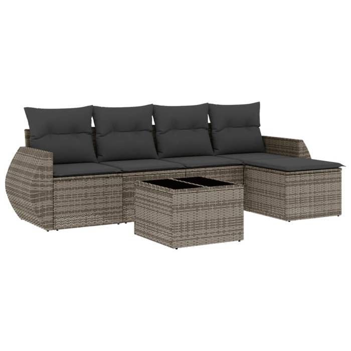 VidaXL Salon de Jardin avec Coussins 6 pcs, Canapés de Terrasse, Ensemble de Meubles de Patio, Mobilier d'Extérieur, Gris 3253637