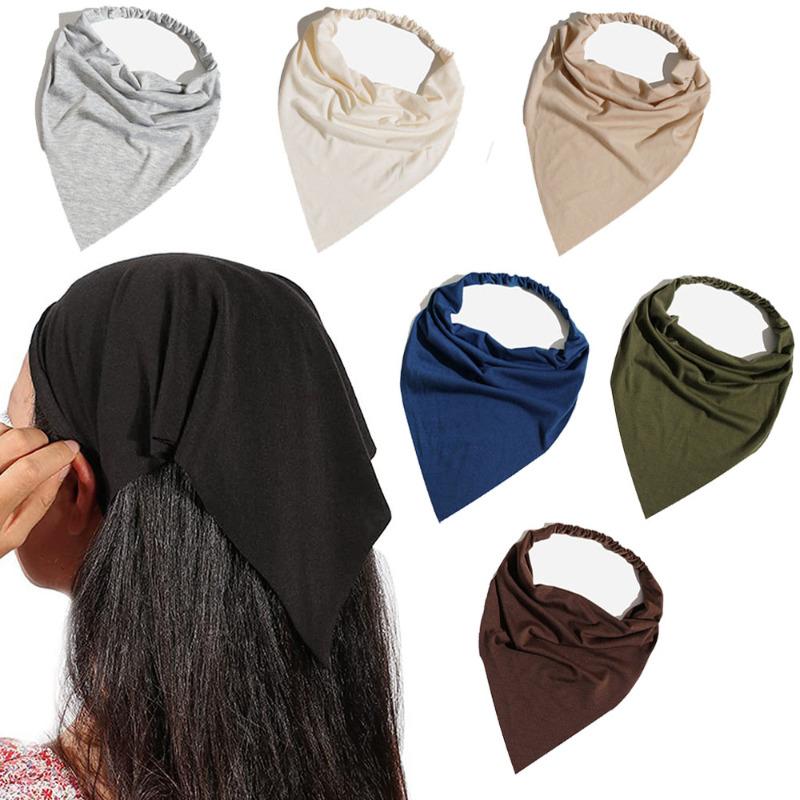 New Fashion Bohemian Solid Color Hair Scrafs Turban Headband Sweet Cotton Headscarf Triangle Bandanas For Women Hair Accessories