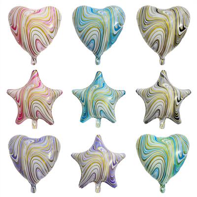 Aluminum Film 18-inch Agate Balloon Colorful Peach Heart-shaped Five-pointed Star Party Decoration