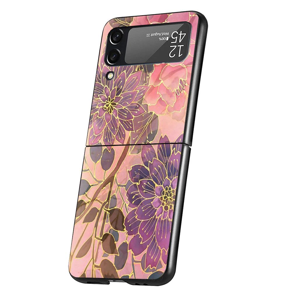 Beautiful Rose Bling Picture Case Phone Cover for Samsung Galaxy Z Flip 6 5 4 3 5G ZFlip6 ZFlip5 ZFlip4 ZFlip3 Black Hard Trend