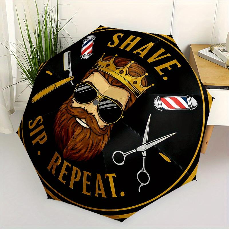 King of the Barbershop: Shave, Sip, Repeat StickerUmbrella, Portable 3-Fold Compact Umbrella,Christmas Gift ES373