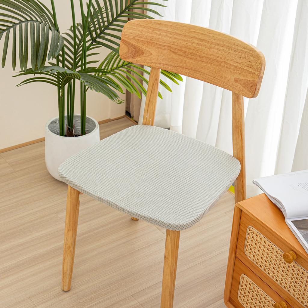 Stretch Jacquard Chair Seat Covers Solid Removable Washable Anti-Dust Dining Room Chair Seat Cushion Slipcovers