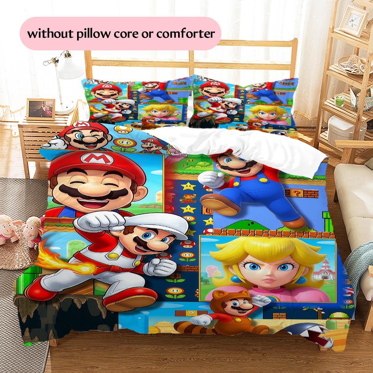 

Mario Game Scene Pattern Bedding Home Decoration Festival Gift (1 * duvet cover + 2 * pillowcase, without core) 135x200cm