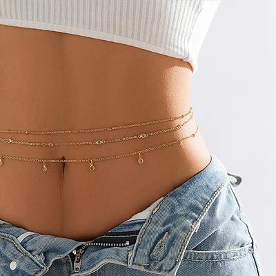 Körperkette Bikini Strass Quaste Taille, Temperament Sexy Geometrisch Kristall Taille Kette Damen