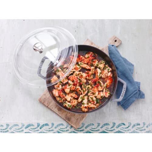 Staub Double Handle Frying Pan, Gray, 20cm, Cast Iron, Enamel, Induction Compatible, Officially Sold in Japan, 40511-660