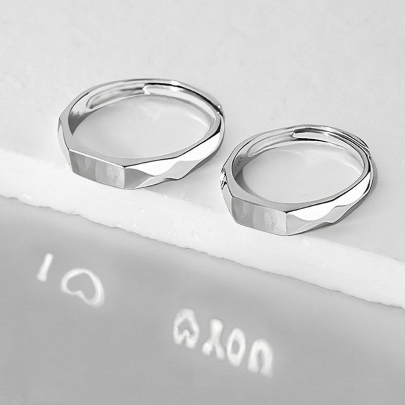 Adjustable Sterling Silver Couple Rings Light Shaped Secret Projection Rings Fashionable Finger Rings for Men and Women