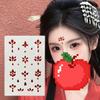 Diadema Rosso con Strass sulla Fronte e Adesivi Decorativi per il Viso in Stile Antico per il Trucco Hanfu