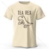 TeaRex Dinosaur Printed 100 Cotton TShirt Soft Breathable Round Neck Short Sleeve Tee Unisex Fun Quirky Style