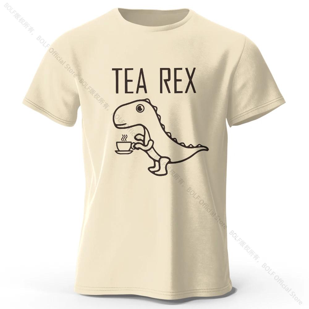 TeaRex Dinosaur Printed 100 Cotton TShirt Soft Breathable Round Neck Short Sleeve Tee Unisex Fun Quirky Style