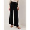 British Original Surplus Stock Mos** Light Mature and Simple Style Black Velvet Wide-Leg Pants for Women, High-Waisted, Drapey, Slimming Long Pants