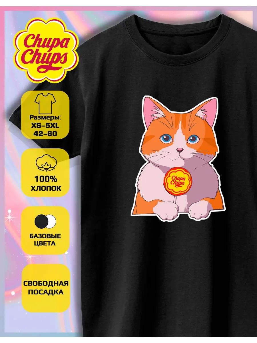 

Футболка с принтом кошки и Chupa Chups M